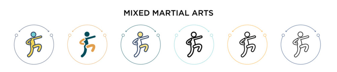 Mixed martial arts icon in filled, thin line, outline and stroke style. Vector illustration of two colored and black mixed martial arts vector icons designs can be used for mobile, ui, web