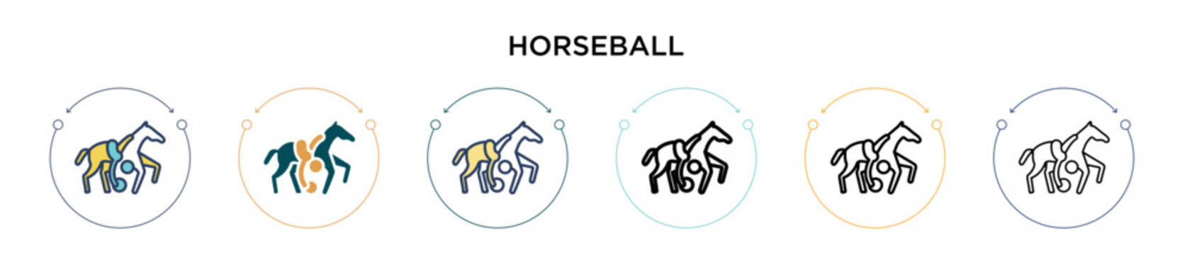 Horseball icon in filled, thin line, outline and stroke style. Vector illustration of two colored and black horseball vector icons designs can be used for mobile, ui, web