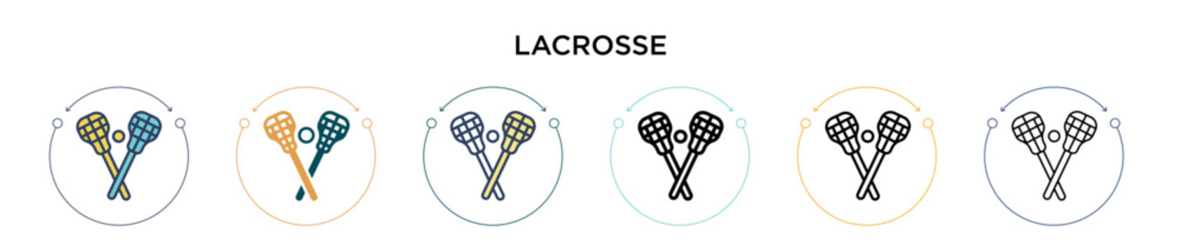 Lacrosse icon in filled, thin line, outline and stroke style. Vector illustration of two colored and black lacrosse vector icons designs can be used for mobile, ui, web
