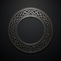 Circle frame pattern on black background. Intricate circular pattern in vintage style