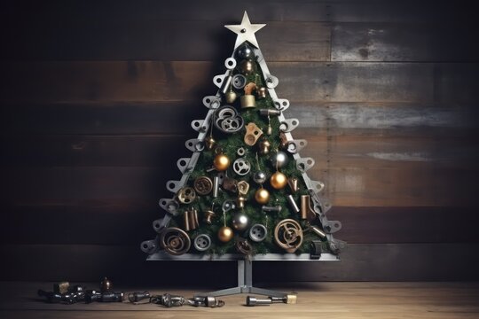 Christmas tree made from steel tools