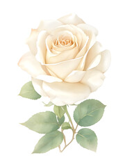 white rose watercolor isolated on transparent background
