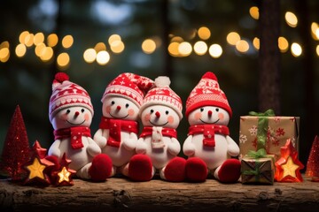 Children Snowmen as a symbol of Christmas and New Year holidays