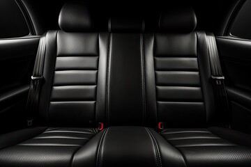 Obraz premium car backseats made of black leather (Generative AI)