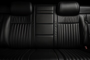 Naklejka premium car backseats made of black leather (Generative AI)