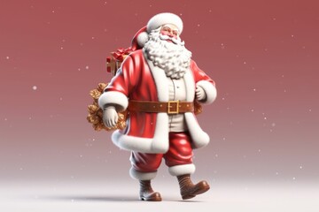 Naklejka premium Holiday Cheer Confident Santa Claus in Elegant Costume Celebrating with Gifts. Merry christmas and new year concept