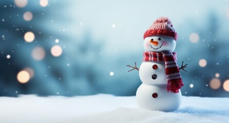 Naklejka na ściany i meble Winter snowman background