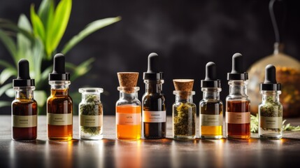 Obraz na płótnie Canvas Cannabis oil extract in jars