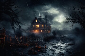 Fototapeta na wymiar Halloween dark house background