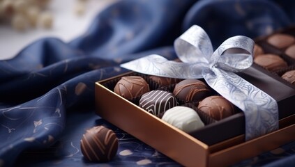 Beautiful chocolate box full of chocolate treats