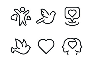 Positive thinking line icons collection. 