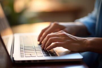 Male hands on laptop keyboard, Visual concept for contact page