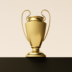 Fototapeta na wymiar championship golden trophy. sports award. concept of success and achievement.