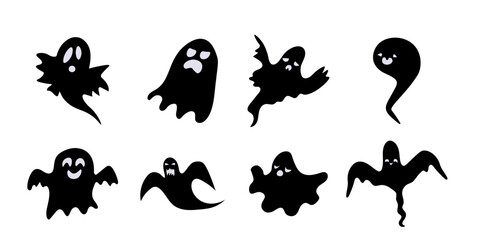 Abstract halloween ghost with face silhouette for celebration design