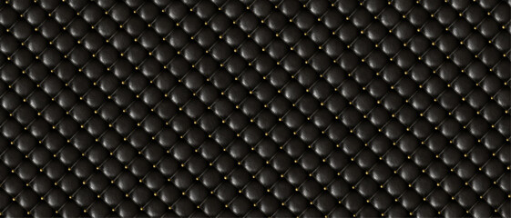 Realistic Vector 3D rendering of luxury leather texture background in black 