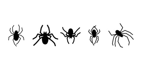 Doodle halloween scary black silhouette spider