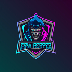 Grim Reaper Logo. Mascot of Grim Reaper Gaming Logo Design Vector Illustration Template