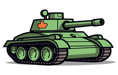 Illustration of cute war tank, Military Transportation collection of vector tanks.