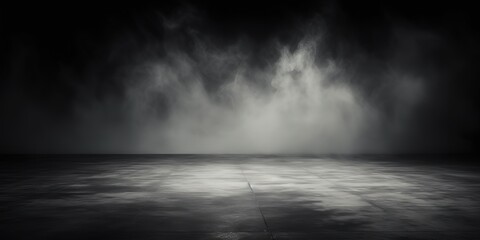 Panoramic view of abstract fog. White clouds, fog or may move on a black background.