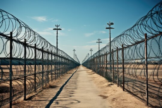 high security prison fence (Generative AI)