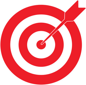 Black arrow and target icon isolated on transparent background