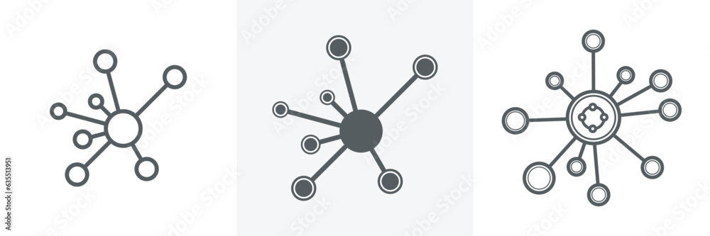 Wall mural hub network connection and central database symbol flat line icon.outline vector sign,linear style i