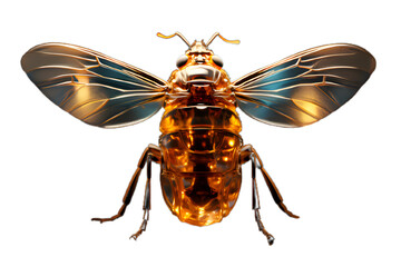 A firefly emitting a soft glow in the darkness, with its bioluminescent abdomen lighting up against a transparent background, A firefly isolated on white background