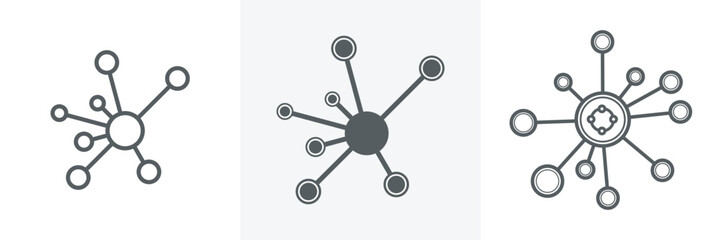 Hub network connection and Central database symbol flat line icon.outline vector sign,linear style icon with editable stroke.Vector illustration