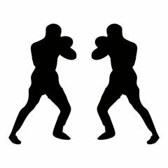 silhouettes of fights with martial arts, fists