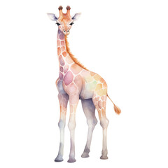 Watercolor giraffe. Vector illustration with hand drawn cute giraffe. Clip art image. © Hanna ArtLab