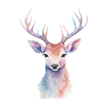 Watercolor deer. Vector illustration with hand drawn