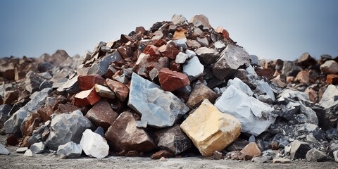 Small pile of minerals extracted in a rare earth mine - obrazy, fototapety, plakaty