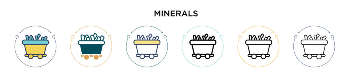 Minerals icon in filled, thin line, outline and stroke style. Vector illustration of two colored and black minerals vector icons designs can be used for mobile, ui, web