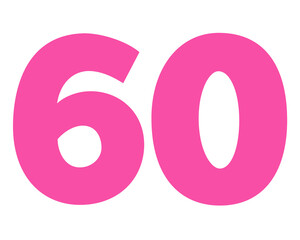 number 60 icon pink color sign symbol numbers for design elements isolated on transparent background
