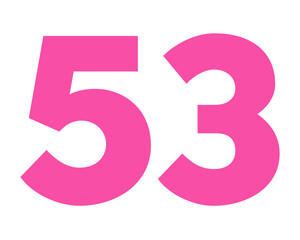 number 53 icon pink color sign symbol numbers for design elements isolated on transparent background