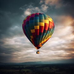 one hot air balloon in the sky