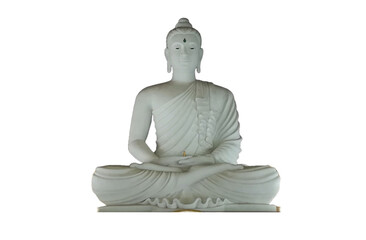 White Buddha statues isolation on white background
