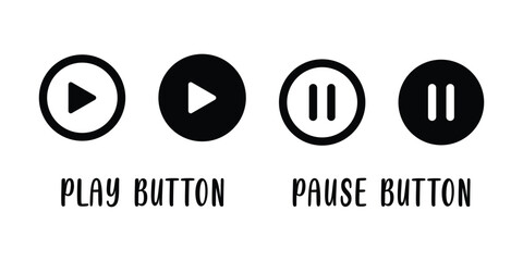 Play, Pause, Next, Previous And Stop Button Set, Multimedia Player Icon, Music Elements Design, Media Player Button, Play Back Symbol Vector Illustration