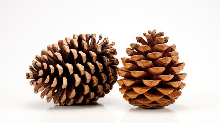 pine cones isolated on white background, christmas object equipment created with Generative A[ technology