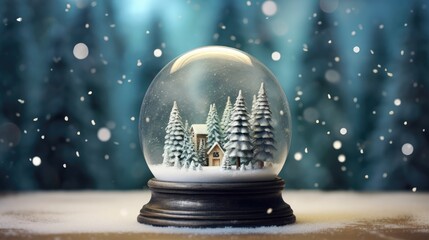 Fototapeta na wymiar Magical snow globe with Christmas decorations created with Generative AI technology