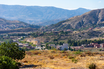 Fototapeta na wymiar Scenic view of townscape and mountains against sky in Setif, Algeria