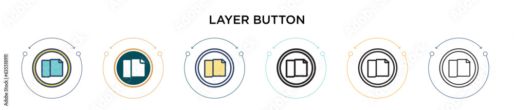 Fototapete layer button icon in filled, thin line, outline and stroke style. vector illustration of two colored