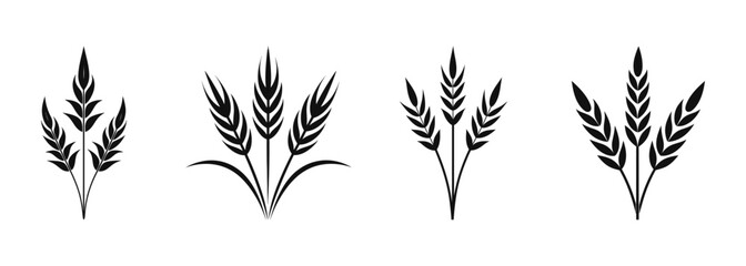 Wheat set ears of wheat logo icon on white background. Vector illustration