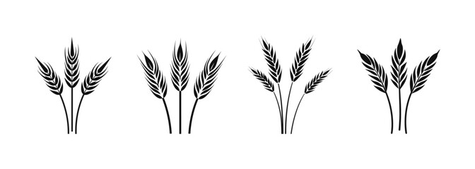 Wheat set ears of wheat logo icon on white background. Vector illustration