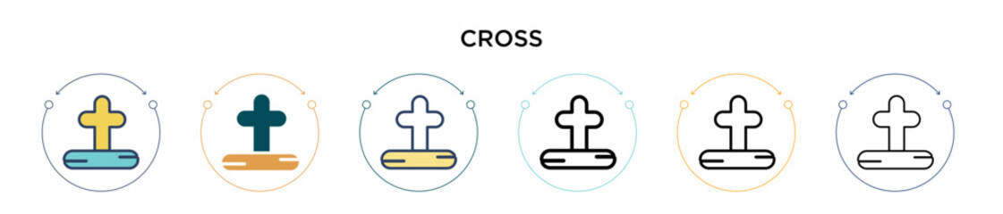 Obraz premium Cross outline icon in filled, thin line, outline and stroke style. Vector illustration of two colored and black cross outline vector icons designs can be used for mobile, ui, web