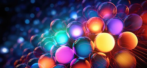 3D BRIGHT COLORED SPHERES, Bubbles, balls. Colorful, texture, wallpaper, background. With Energy Swarm. Three-dimensional agglomeration of little colorful balls in a beautiful bright texture. - obrazy, fototapety, plakaty