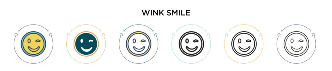 Obraz premium Wink smile icon in filled, thin line, outline and stroke style. Vector illustration of two colored and black wink smile vector icons designs can be used for mobile, ui, web