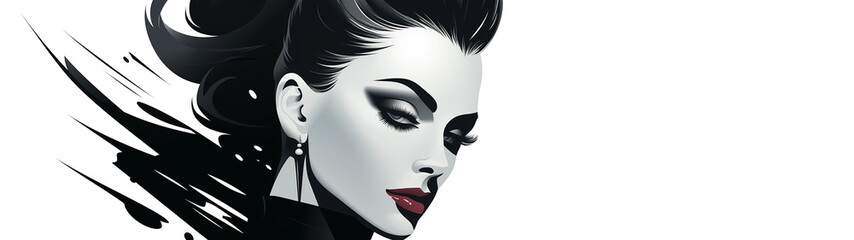 Portrait of the woman witch and vampire Halloween the evil force logo concept of guile betrayal