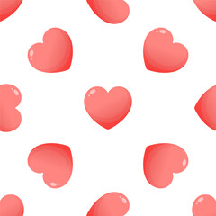 Cute seamless pattern with pink hearts. Vector illustration