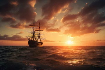 Rolgordijnen sailboat at sunset made by midjeorney © 수영 김